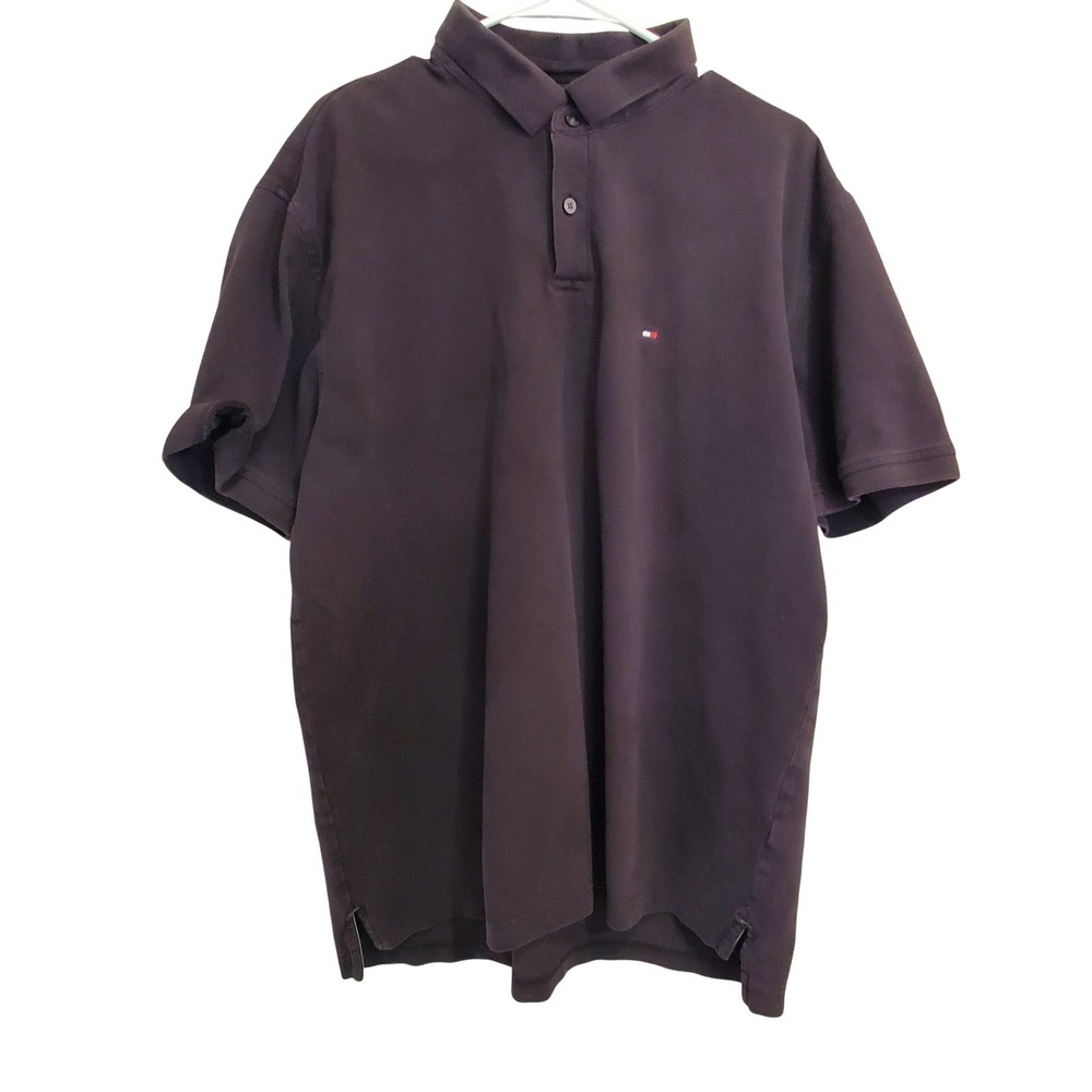 Tommy Hilfiger Mens XXL Regular Fit Stretch Polo Shirt Dark Purple Short Sleeve